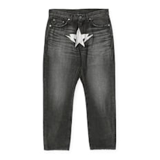 A Bathing Ape Fake Print Sta Loose Fit Denim Pants grey